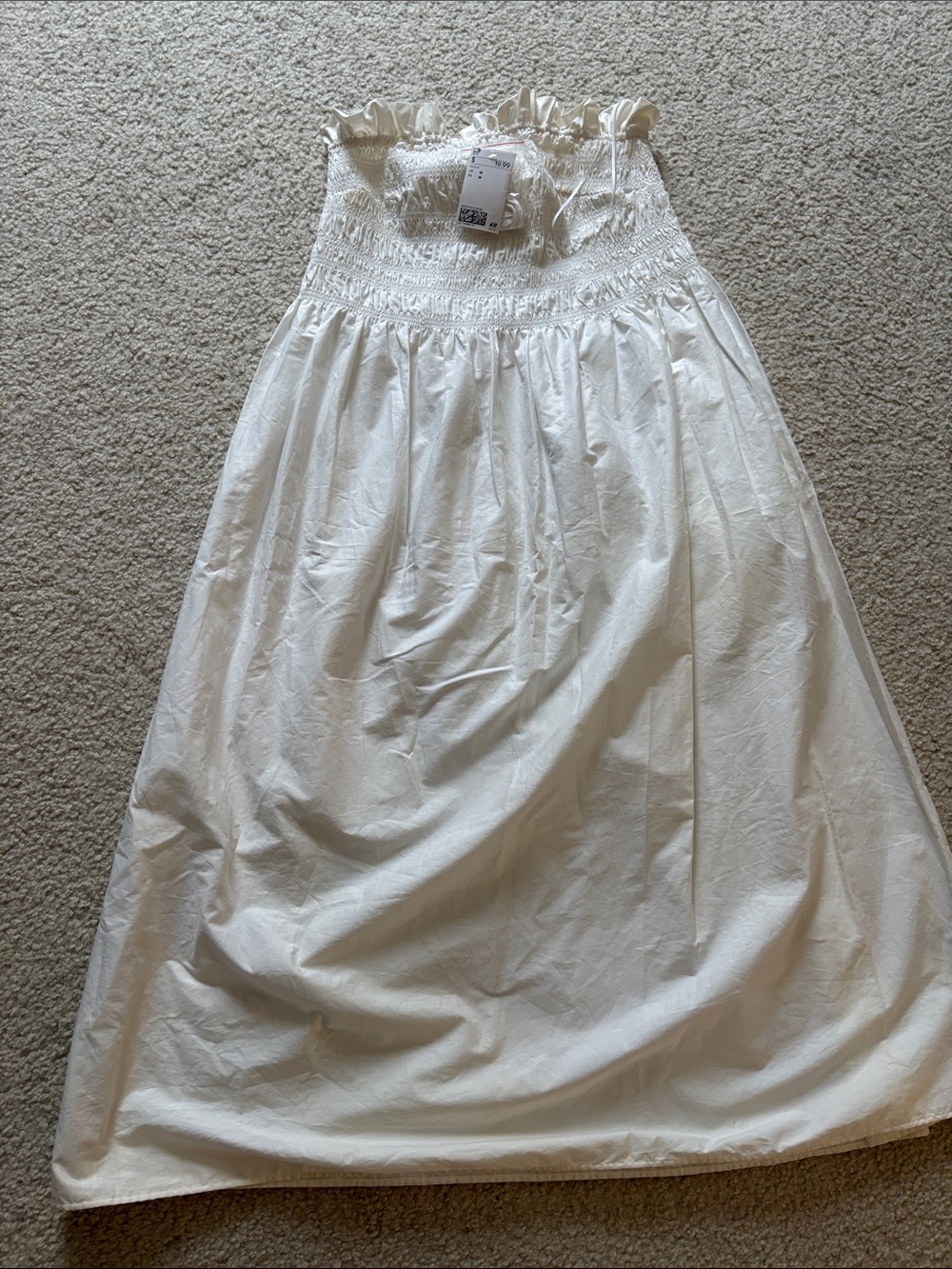 H&M Smocked White Strapless Maxi Dress size MEDIUM New